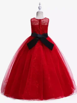 White Flower Girl Dresses Special Occasion Dresses Red Lace Sleeveless Jewel Neck Flower Girl Dresses