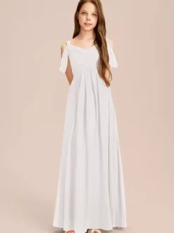 White Flower Girl Dresses Special Occasion Dresses Ivory Chiffon Sleeveless Sweetheart Neck Flower Girl Dresses