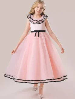 White Flower Girl Dresses Special Occasion Dresses White Tulle Sleeveless Jewel Neck Flower Girl Dresses