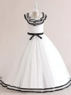 White Flower Girl Dresses Special Occasion Dresses White Tulle Sleeveless Jewel Neck Flower Girl Dresses