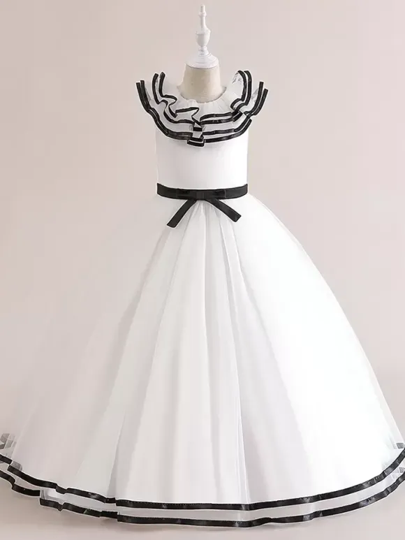 White Flower Girl Dresses Special Occasion Dresses White Tulle Sleeveless Jewel Neck Flower Girl Dresses