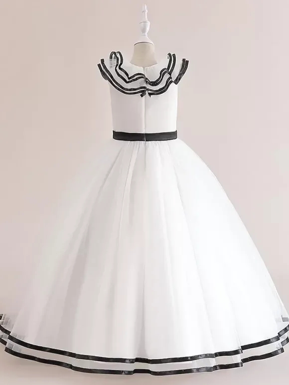 White Flower Girl Dresses Special Occasion Dresses White Tulle Sleeveless Jewel Neck Flower Girl Dresses