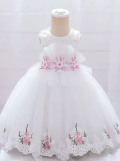 White Flower Girl Dresses Special Occasion Dresses Yellow Lace Sleeveless Square Neck Flower Girl Dresses
