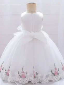 White Flower Girl Dresses Special Occasion Dresses Yellow Lace Sleeveless Square Neck Flower Girl Dresses