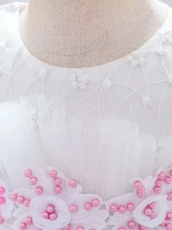 White Flower Girl Dresses Special Occasion Dresses Yellow Lace Sleeveless Square Neck Flower Girl Dresses