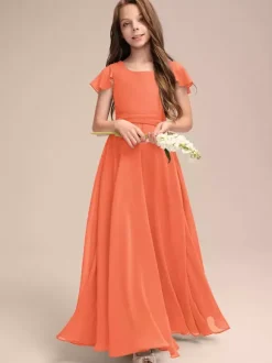 White Flower Girl Dresses Special Occasion Dresses Blue Chiffon Short Sleeves Jewel Neck Flower Girl Dresses