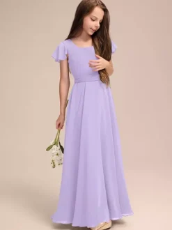 White Flower Girl Dresses Special Occasion Dresses Blue Chiffon Short Sleeves Jewel Neck Flower Girl Dresses