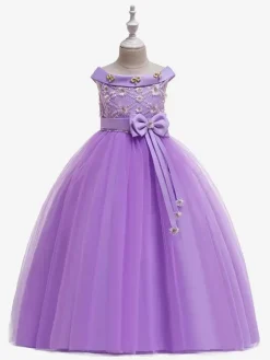 White Flower Girl Dresses Special Occasion Dresses White Tulle Sleeveless Bateau Neck Flower Girl Dresses