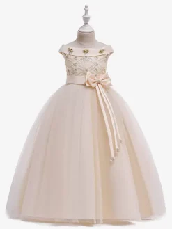 White Flower Girl Dresses Special Occasion Dresses White Tulle Sleeveless Bateau Neck Flower Girl Dresses