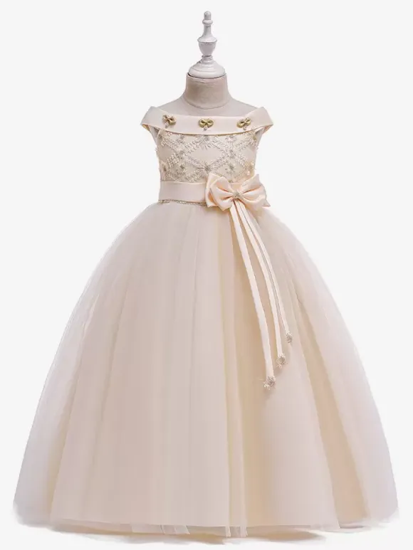 White Flower Girl Dresses Special Occasion Dresses White Tulle Sleeveless Bateau Neck Flower Girl Dresses