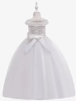 White Flower Girl Dresses Special Occasion Dresses White Tulle Sleeveless Bateau Neck Flower Girl Dresses