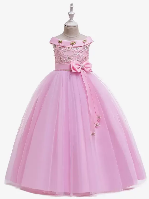 White Flower Girl Dresses Special Occasion Dresses White Tulle Sleeveless Bateau Neck Flower Girl Dresses