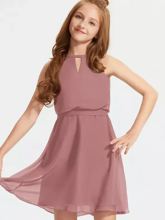 White Flower Girl Dresses Special Occasion Dresses Burgundy Chiffon Sleeveless Designed Neckline Flower Girl Dresses