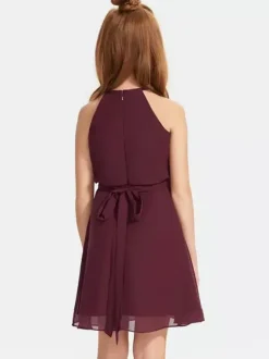 White Flower Girl Dresses Special Occasion Dresses Burgundy Chiffon Sleeveless Designed Neckline Flower Girl Dresses