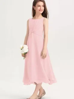 White Flower Girl Dresses Special Occasion Dresses Purple Chiffon Sleeveless Jewel Neck Flower Girl Dresses