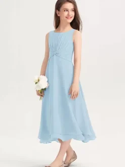 White Flower Girl Dresses Special Occasion Dresses Purple Chiffon Sleeveless Jewel Neck Flower Girl Dresses