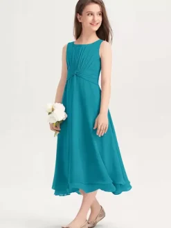 White Flower Girl Dresses Special Occasion Dresses Purple Chiffon Sleeveless Jewel Neck Flower Girl Dresses