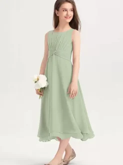 White Flower Girl Dresses Special Occasion Dresses Purple Chiffon Sleeveless Jewel Neck Flower Girl Dresses