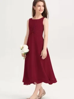 White Flower Girl Dresses Special Occasion Dresses Purple Chiffon Sleeveless Jewel Neck Flower Girl Dresses