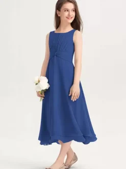White Flower Girl Dresses Special Occasion Dresses Purple Chiffon Sleeveless Jewel Neck Flower Girl Dresses