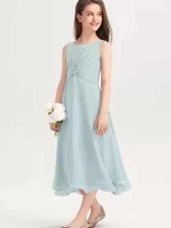 White Flower Girl Dresses Special Occasion Dresses Purple Chiffon Sleeveless Jewel Neck Flower Girl Dresses