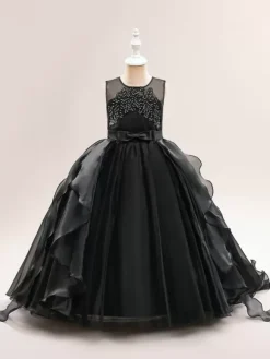 White Flower Girl Dresses Special Occasion Dresses White Tulle Sleeveless Jewel Neck Flower Girl Dresses