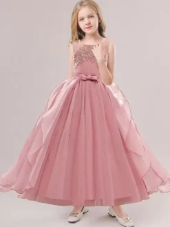 White Flower Girl Dresses Special Occasion Dresses White Tulle Sleeveless Jewel Neck Flower Girl Dresses