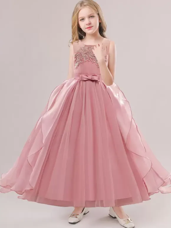 White Flower Girl Dresses Special Occasion Dresses White Tulle Sleeveless Jewel Neck Flower Girl Dresses