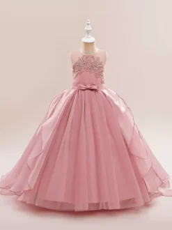 White Flower Girl Dresses Special Occasion Dresses White Tulle Sleeveless Jewel Neck Flower Girl Dresses