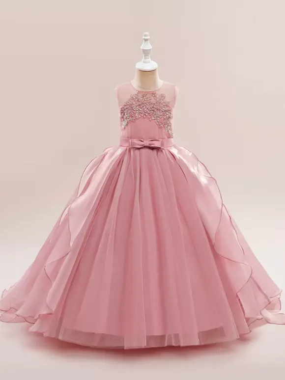 White Flower Girl Dresses Special Occasion Dresses White Tulle Sleeveless Jewel Neck Flower Girl Dresses