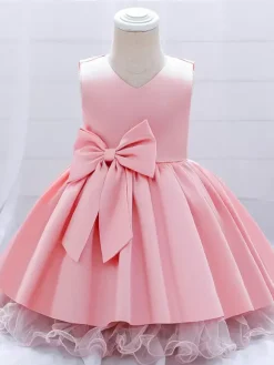 White Flower Girl Dresses Special Occasion Dresses Champagne Polyester Sleeveless Jewel Neck Flower Girl Dresses