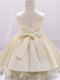 White Flower Girl Dresses Special Occasion Dresses Champagne Polyester Sleeveless Jewel Neck Flower Girl Dresses