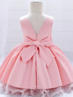 White Flower Girl Dresses Special Occasion Dresses Champagne Polyester Sleeveless Jewel Neck Flower Girl Dresses