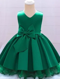 White Flower Girl Dresses Special Occasion Dresses Champagne Polyester Sleeveless Jewel Neck Flower Girl Dresses