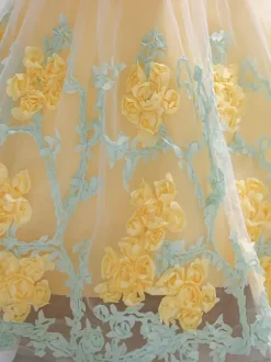 White Flower Girl Dresses Special Occasion Dresses Yellow Lace Sleeveless Jewel Neck Flower Girl Dresses