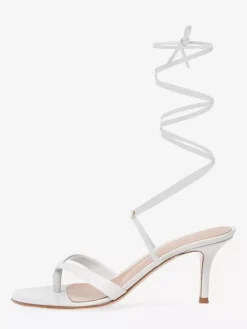 White High Heel Sandals Flip Flop Lace Up Party Prom Shoes