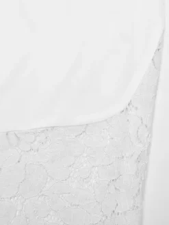White Lace Panel Slip Maxi Dress For Women Elegant Evening Style