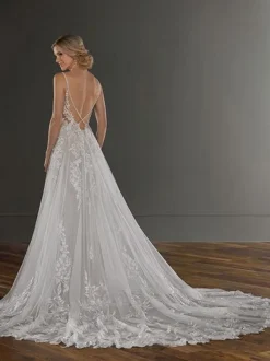 White Lace Wedding Dress V-Neck Sleeveless Backless With Train Tulle Long Bridal Gowns Free Customization