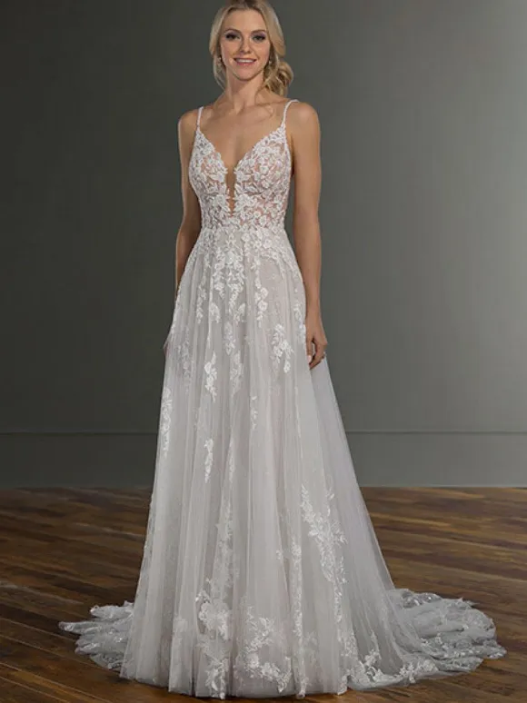 White Lace Wedding Dress V-Neck Sleeveless Backless With Train Tulle Long Bridal Gowns Free Customization