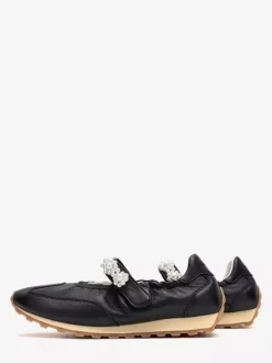 White Mary Jane Sneakers Round Toe Pearls Slip On Casual Shoes