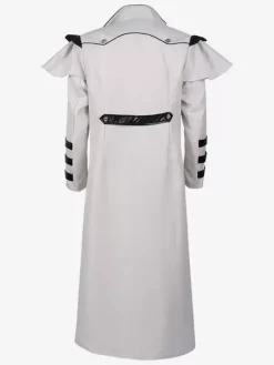 White Medieval palace banquet wear zipper slit long windbreaker stage performance wear