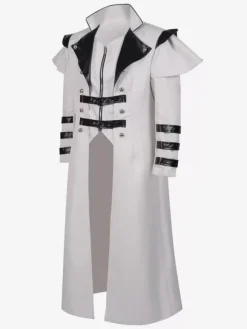 White Medieval palace banquet wear zipper slit long windbreaker stage performance wear