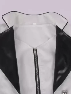 White Medieval palace banquet wear zipper slit long windbreaker stage performance wear