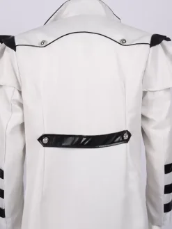 White Medieval palace banquet wear zipper slit long windbreaker stage performance wear