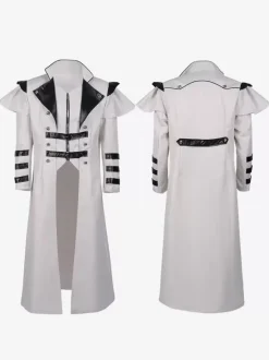 White Medieval palace banquet wear zipper slit long windbreaker stage performance wear