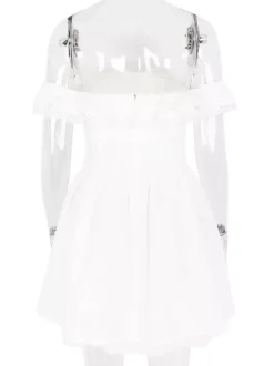 White Off-Shoulder Mini Dress With Ruffle Trim 2026
