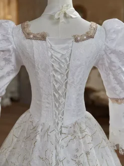 White Retro Costumes Polyester Marie Antoinette Costume Dress Women's British Style 18th Century Costume