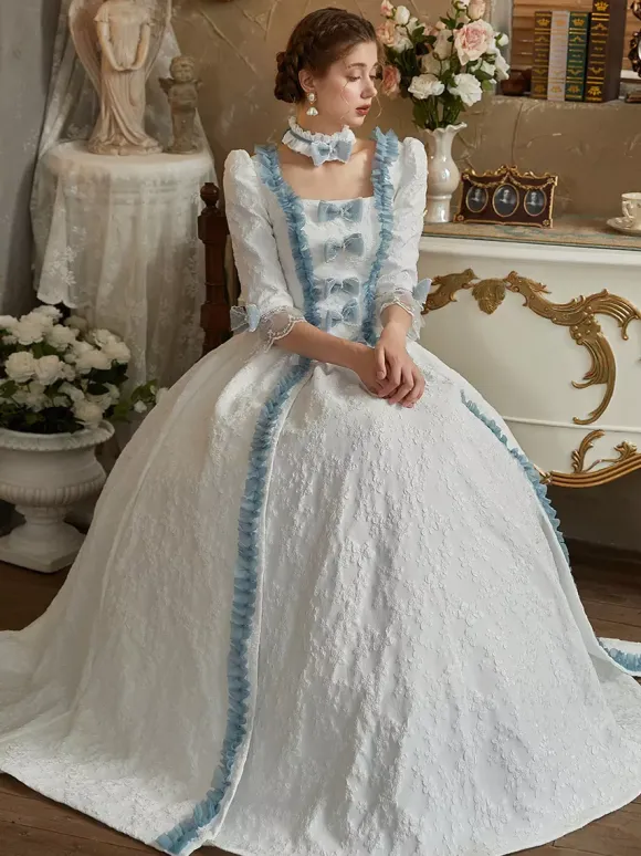 White Retro Costumes Polyester Dress Women's European Style Marie Antoinette Costume Party Prom Dress