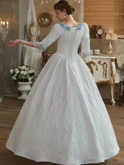 White Retro Costumes Polyester Dress Women's European Style Marie Antoinette Costume Party Prom Dress