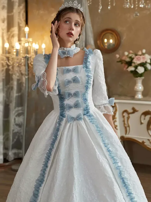 White Retro Costumes Polyester Dress Women's European Style Marie Antoinette Costume Party Prom Dress